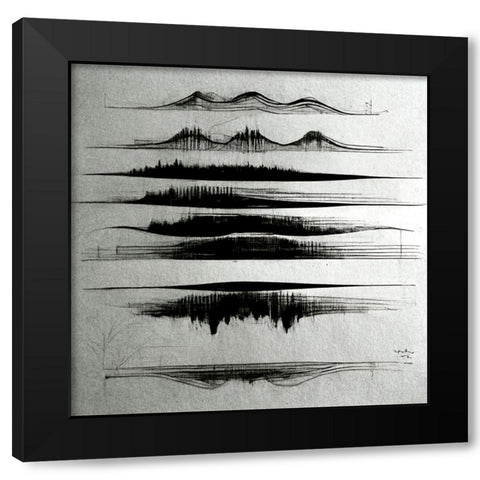 Waveform 2 Black Modern Wood Framed Art Print with Double Matting by Screendoor