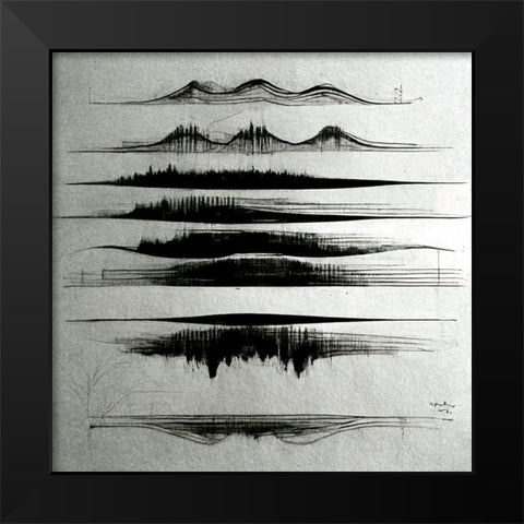 Waveform 2 Black Modern Wood Framed Art Print by Screendoor