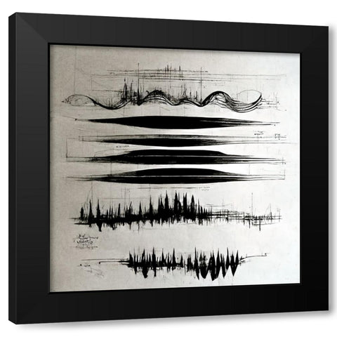 Waveform 4 Black Modern Wood Framed Art Print by Screendoor