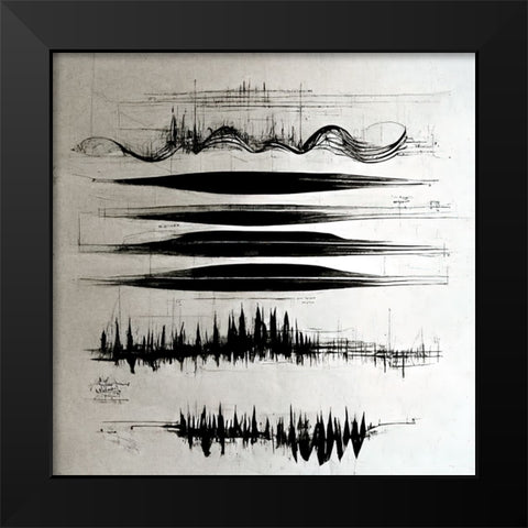 Waveform 4 Black Modern Wood Framed Art Print by Screendoor