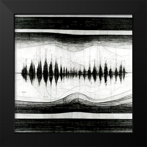 Waveform 5 Black Modern Wood Framed Art Print by Screendoor