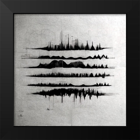 Waveform 6 Black Modern Wood Framed Art Print by Screendoor