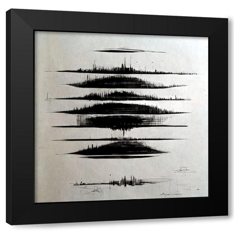 Waveform 8 Black Modern Wood Framed Art Print by Screendoor