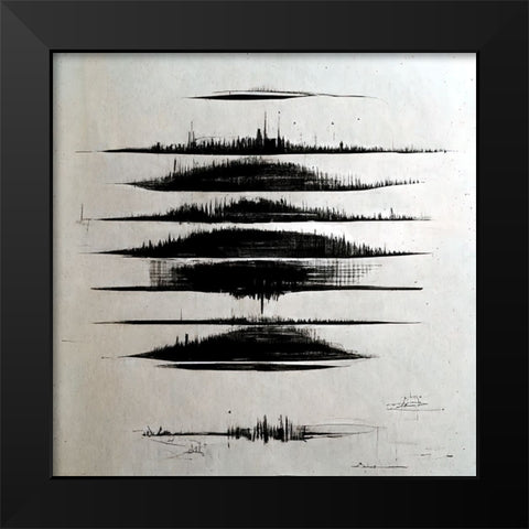 Waveform 8 Black Modern Wood Framed Art Print by Screendoor