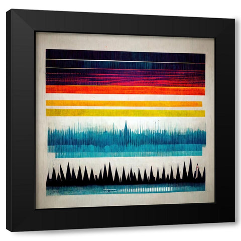 Waveform 9 Black Modern Wood Framed Art Print by Screendoor