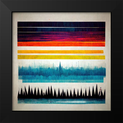 Waveform 9 Black Modern Wood Framed Art Print by Screendoor