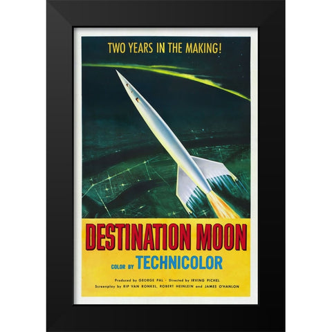 Destination Moon Black Modern Wood Framed Art Print by Screendoor