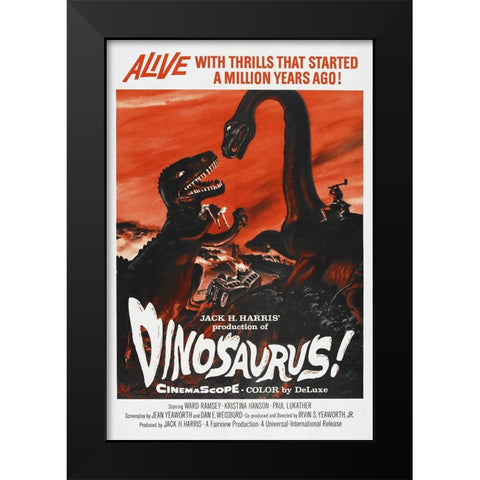 Dinosaurus Black Modern Wood Framed Art Print by Screendoor