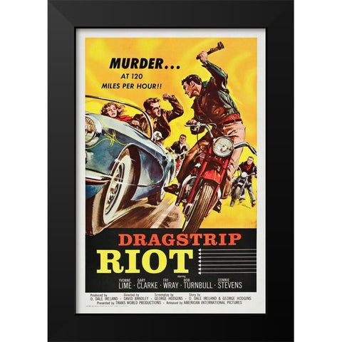 Dragstrip Riot Black Modern Wood Framed Art Print by Screendoor