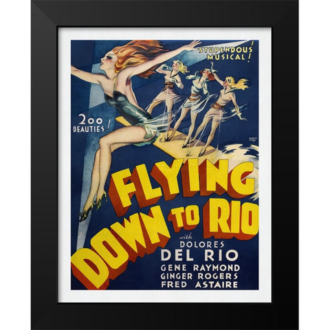 Flying Down To Rio Black Modern Wood Framed Art Print by Screendoor