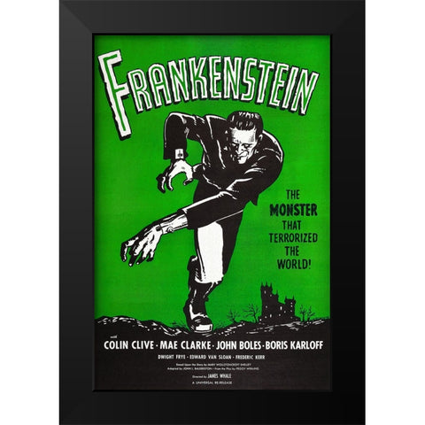 Frankenstein the Monster Black Modern Wood Framed Art Print by Screendoor