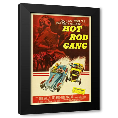 Hot Rod Gang Black Modern Wood Framed Art Print by Screendoor