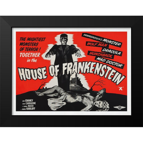 House Of Frankenstein Black Modern Wood Framed Art Print by Screendoor