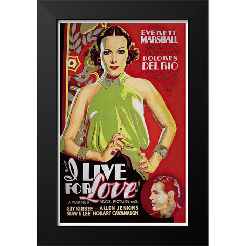 I Live For Love Black Modern Wood Framed Art Print by Screendoor