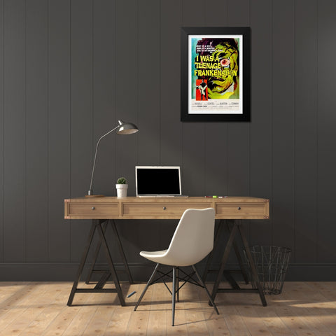 I Was A Teenage Frankenstein Black Modern Wood Framed Art Print by Screendoor