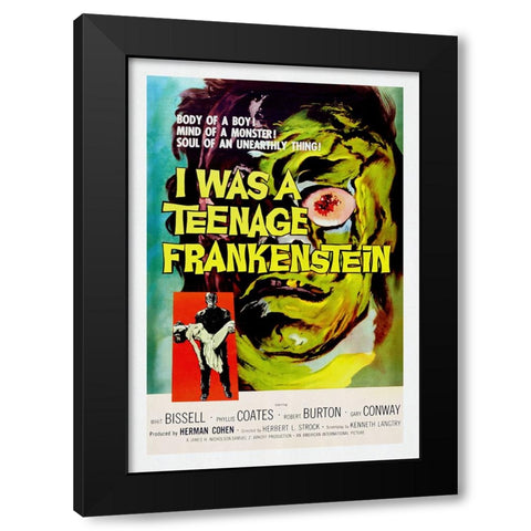 I Was A Teenage Frankenstein Black Modern Wood Framed Art Print by Screendoor