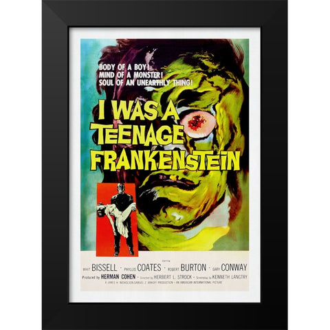 I Was A Teenage Frankenstein Black Modern Wood Framed Art Print by Screendoor