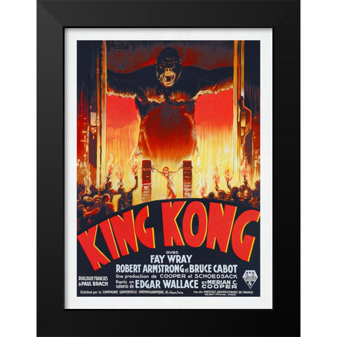 King Kong Black Modern Wood Framed Art Print by Screendoor