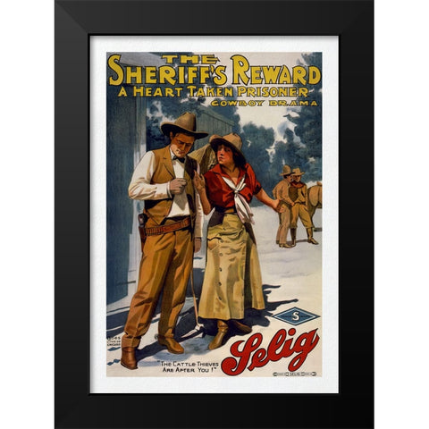 The Sheriffs Reward Black Modern Wood Framed Art Print by Screendoor