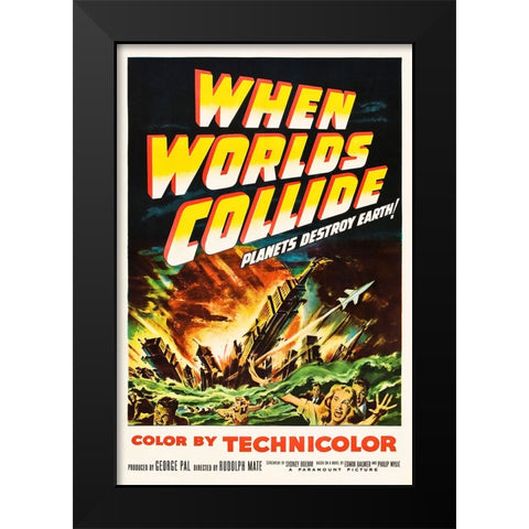 When Worlds Collide Black Modern Wood Framed Art Print by Screendoor