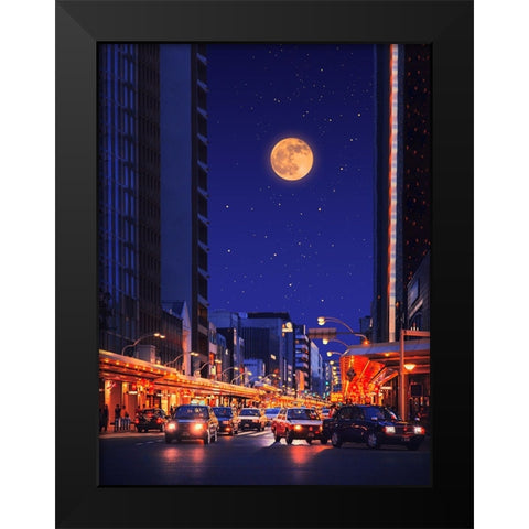 Cinematic City 2 Black Modern Wood Framed Art Print by Orozco, Danner