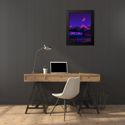 Neon Worlds 3 Black Modern Wood Framed Art Print by Orozco, Danner