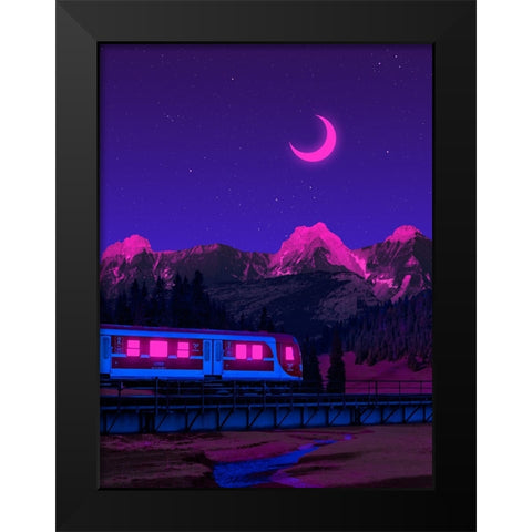 Neon Worlds 3 Black Modern Wood Framed Art Print by Orozco, Danner