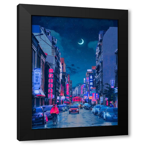 Neon Worlds 7 Black Modern Wood Framed Art Print by Orozco, Danner