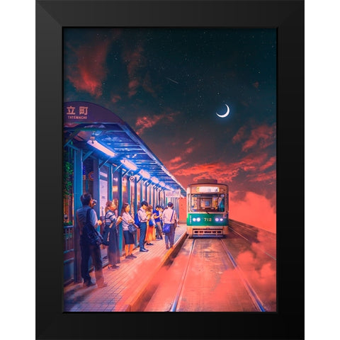 Neon Worlds 8 Black Modern Wood Framed Art Print by Orozco, Danner