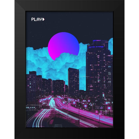 VHS City Black Modern Wood Framed Art Print by Orozco, Danner