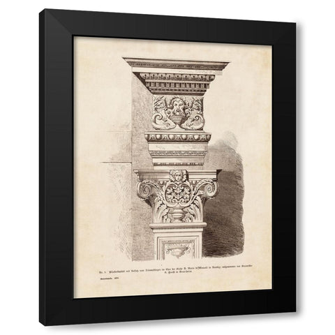 Architectural Ornament - V Black Modern Wood Framed Art Print with Double Matting by CAG