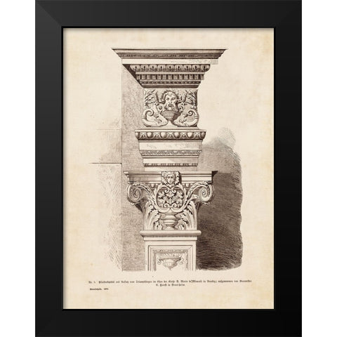 Architectural Ornament - V Black Modern Wood Framed Art Print by CAG