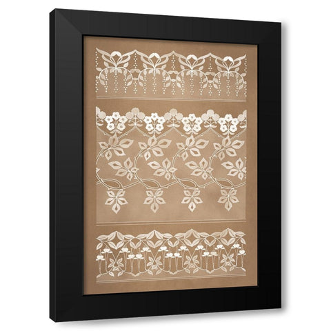 Designs for Lace and Embroidery (1899) - II Black Modern Wood Framed Art Print with Double Matting by Aubert, Felix