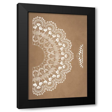 Designs for Lace and Embroidery (1899) - III Black Modern Wood Framed Art Print by Aubert, Felix