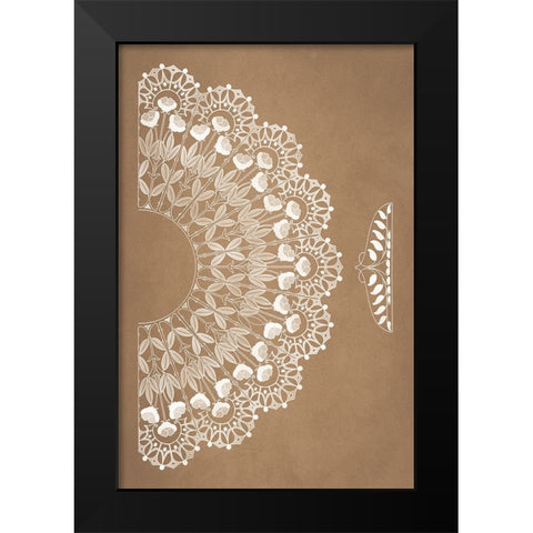 Designs for Lace and Embroidery (1899) - III Black Modern Wood Framed Art Print by Aubert, Felix