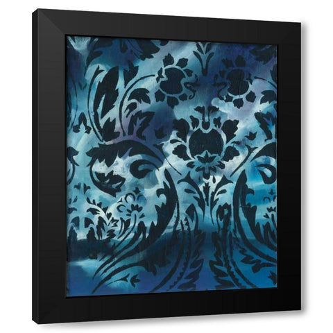 Indigo Patterns I Black Modern Wood Framed Art Print with Double Matting by Adkin, Arielle