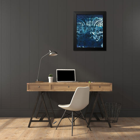 Indigo Patterns IV Black Modern Wood Framed Art Print by Adkin, Arielle