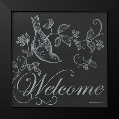 Bird Welcome Black Modern Wood Framed Art Print by Babbitt, Gwendolyn