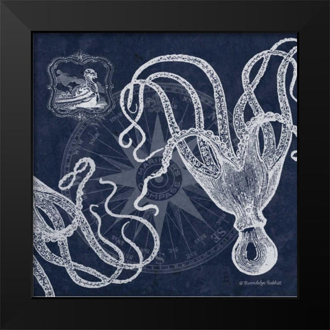 Octopi on Indigo II Black Modern Wood Framed Art Print by Babbitt, Gwendolyn