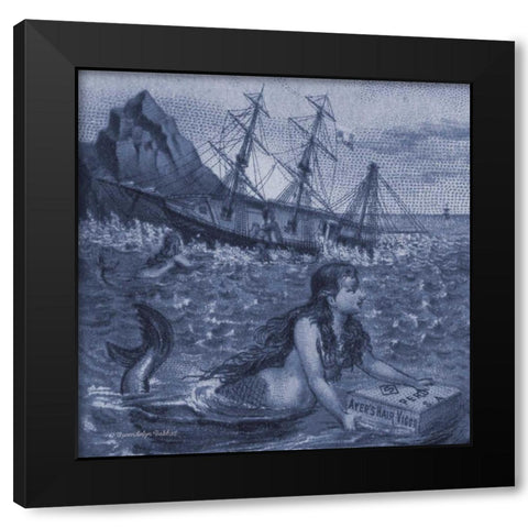 Indigo Mermaids I Black Modern Wood Framed Art Print by Babbitt, Gwendolyn