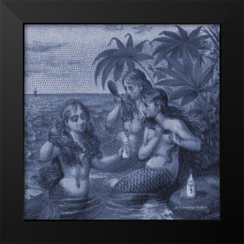 Indigo Mermaids II Black Modern Wood Framed Art Print by Babbitt, Gwendolyn