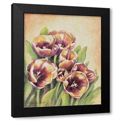 Purple Tulips I Black Modern Wood Framed Art Print with Double Matting by Babbitt, Gwendolyn