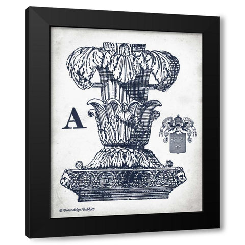 Indigo Column A Black Modern Wood Framed Art Print with Double Matting by Babbitt, Gwendolyn