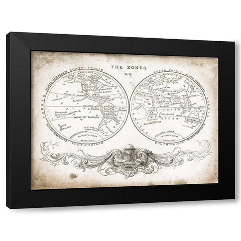 Zone World Map I Black Modern Wood Framed Art Print with Double Matting by Babbit, Gwendolyn