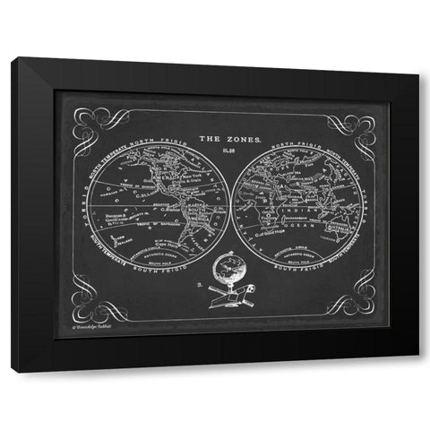 Zone World Map III Black Modern Wood Framed Art Print by Babbit, Gwendolyn