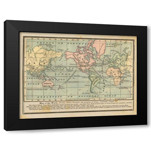 World Map I Black Modern Wood Framed Art Print with Double Matting by Babbit, Gwendolyn