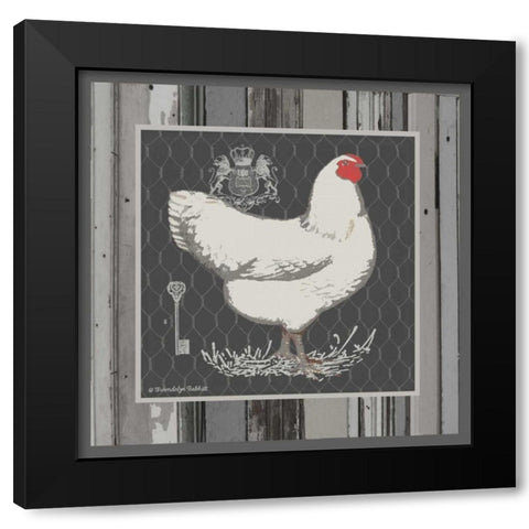 White Hen Black Modern Wood Framed Art Print with Double Matting by Babbit, Gwendolyn