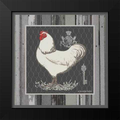 White Rooster Black Modern Wood Framed Art Print by Babbit, Gwendolyn