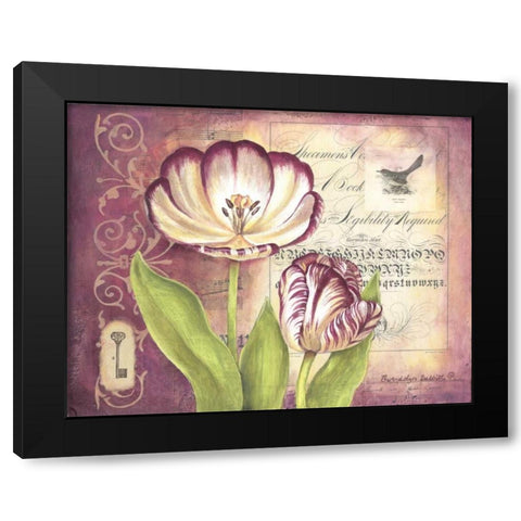 Tulip Collage II Black Modern Wood Framed Art Print with Double Matting by Babbitt, Gwendolyn