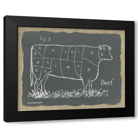 Cow on Burlap Black Modern Wood Framed Art Print with Double Matting by Babbitt, Gwendolyn